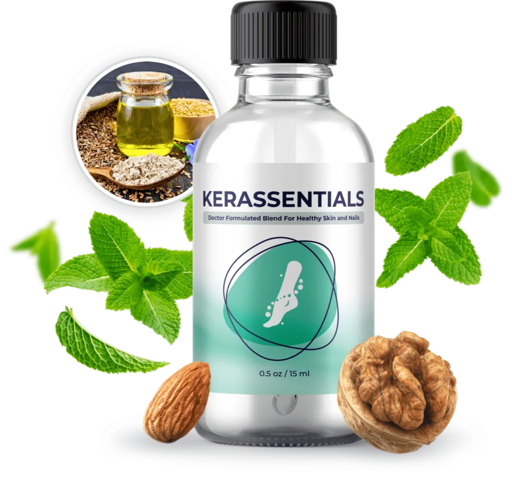 Close-up of applying Kerassentials oil to toenails